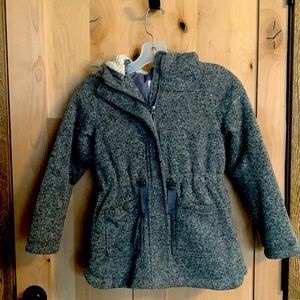 Grey Woven Old Navy Jacket with Furry Hood